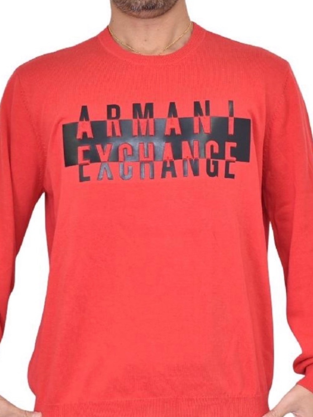 Armani Exchange A|X Red Crewneck Sweater Logo Graphic Men’s Size Medium